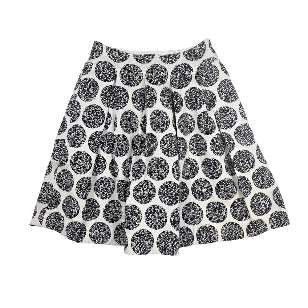 White House‎ Black Market B&W Circle Print Pleated Lined Skirt Women's Size 2